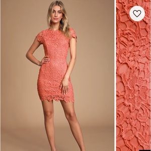 Lulus Paramour Coral Orange Lace Backless Bodycon Dress!